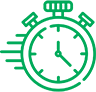 Un icono de cronómetro verde sobre un fondo negro.